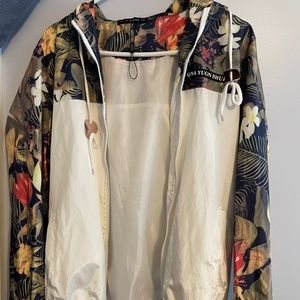 White and floral windbreaker